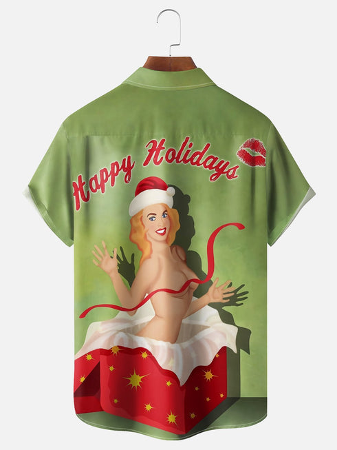 Men's Christmas Funny Graphic Short Sleeve Hawaiian Shirt